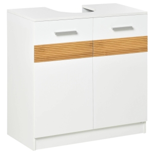 Kleankin Móvel para Lavatório Pousar Armário Casa de Banho de Madeira com 2 Portas e Prateleira Interior Estilo Moderno 60x30x60,5cm Branco