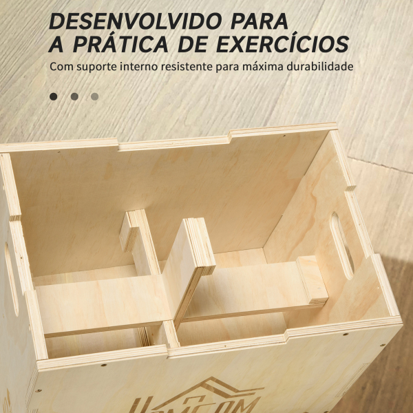 HOMCOM Caixa Pliometria de Madeira Caixa de Saltos com 2 Alças Recortadas Carga Máxima 120 kg 61x51x73 cm Madeira - Image 6