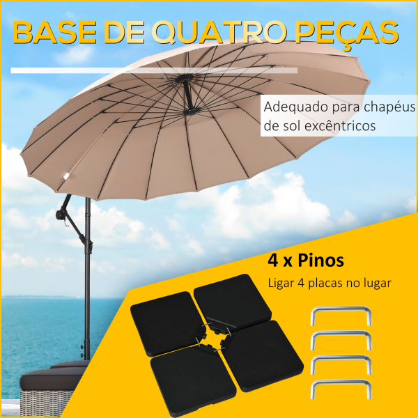Outsunny Conjunto de Pesos para Base de Chapéu de Sol de 4 Peças Quadrado Preenchível 60 kg de Água 70 kg de Areia ou 80 kg Mixto Preto - Image 4