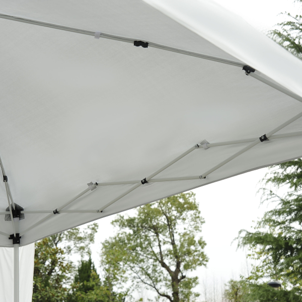 Outsunny Tenda Dobrável Tenda com Desenho Pop Up para Jardim Campismo Festas Eventos Aço e Oxford 297x297x250 cm Branco - Image 8