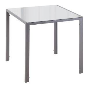 HOMCOM Mesa de Sala de Jantar de Cristal Mesa de Cozinha Quadrada para 4 Pessoas com Pés de Metal 75x75x75cm Cinza