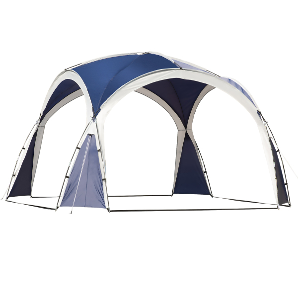 Outsunny Abrigo de Campismo 3,5x3,5 m Toldo de Campismo Dobrável com Gancho Proteção UV e Bolsa de Transporte Azul e Cinza Claro