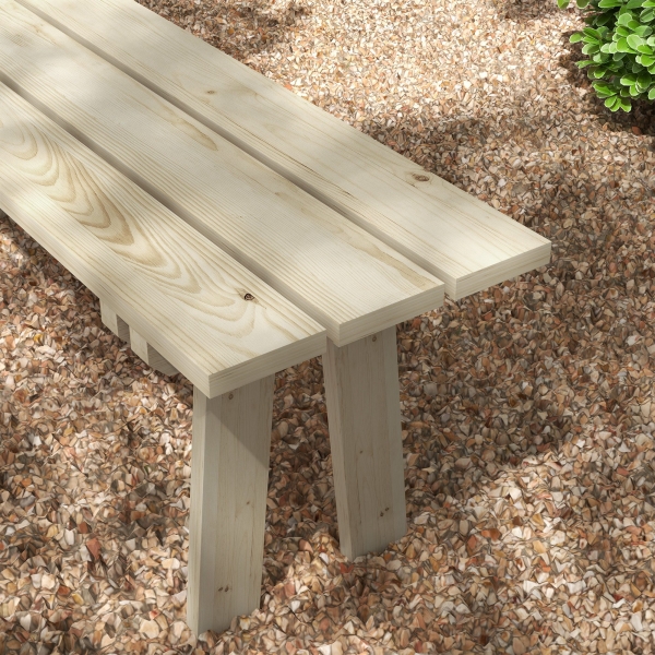 Outsunny Banco de Madeira de 2 Lugares Capacidade 220 kg Banco de Jardim para Pátio Terraço Piscina 130x38x45 cm Natural - Image 9