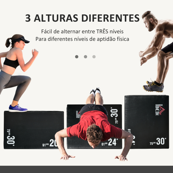 HOMCOM Caixa Pliometria com Fecho de Correr Caixa de Salto com 3 Diferentes Alturas Carga Máxima 120 kg 75x51x61 cm Preto - Image 6
