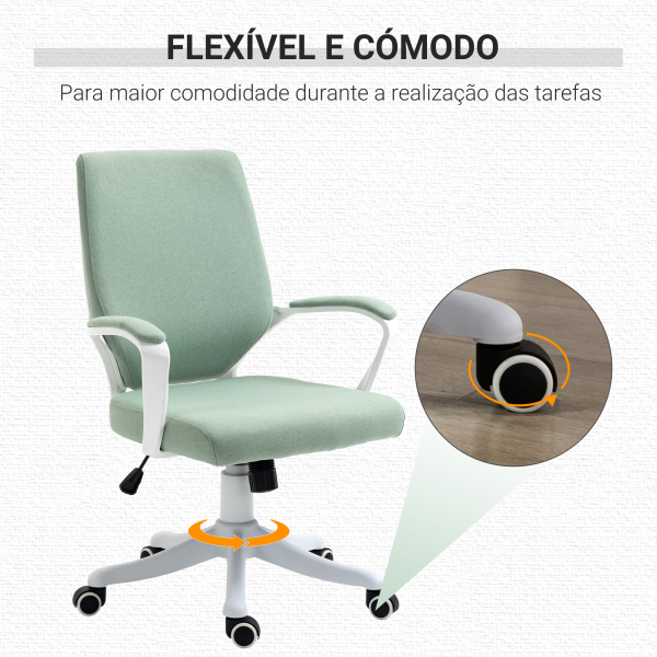 Vinsetto Cadeira de Escritório Ergonómica Giratória e com Altura Ajustável e Suporte Lombar 62x69x92-100 cm Verde - Image 8