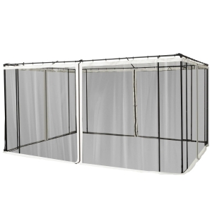 Outsunny 4 painéis laterais 335x207 cm para tenda de jardim com mosquiteira zíperes e anéis preto