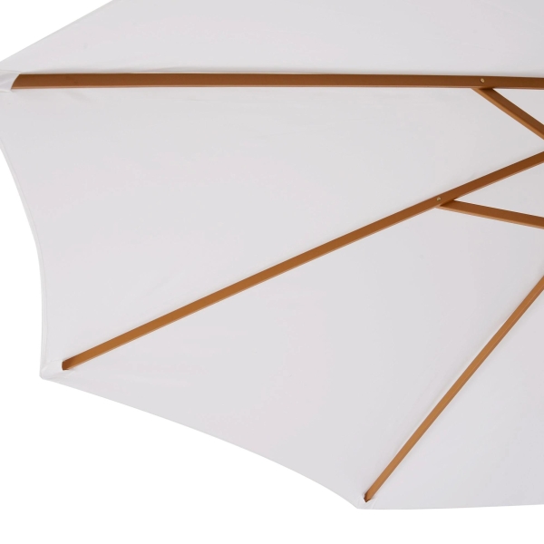 Outsunny Chapéu de Sol de Jardim Ø300x250cm com Sistema de Polia Teto Ventilado e Mastro Desmontável de Madeira para Terraço Pátio Exterior Branco - Image 9