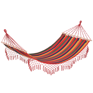 Outsunny Cama Rede de Jardim 200x100 cm Rede Suspensa com Travessas de Madeira para Pátio Varanda Campismo Multicolor