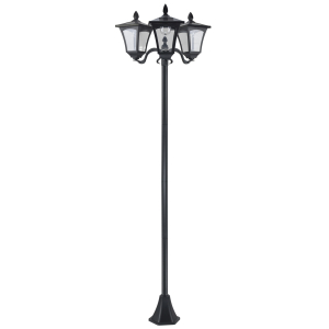Outsunny Candeeiro Solar de Jardim com 3 Luzes LED Impermeável IP44 Sensor de Noite Candeeiro de Exterior 51,5x47x182,5cm Preto