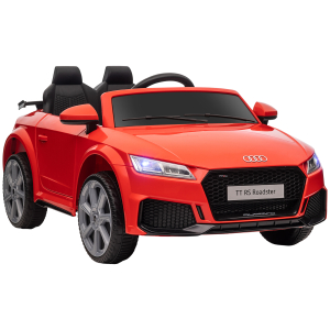 HOMCOM Carro Elétrico Audi TT para Crianças acima de 3 Anos com Controlo Remoto Música e Luzes Bateria 12V 102x60x44 cm Vermelho