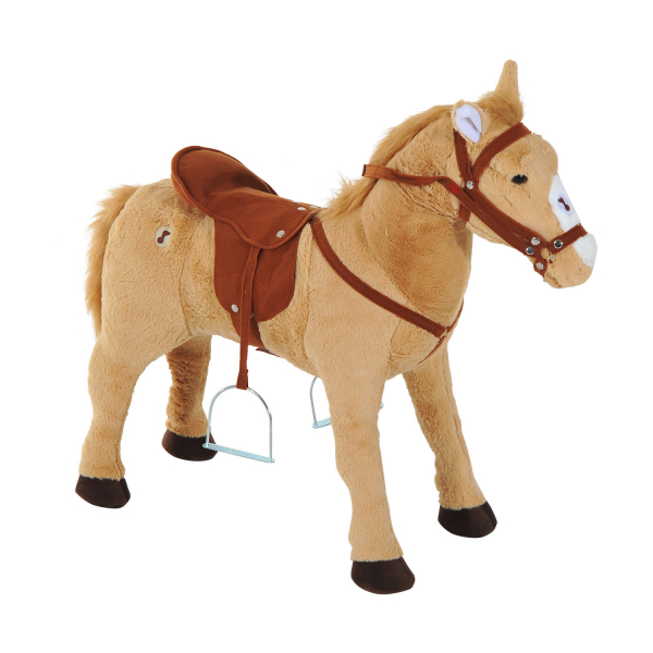 HOMCOM Cavalo de Brinquedo para Crianças de +3 Anos com Sons e Estrutura de Metal Carga 60kg 85x28x60 cm Bege - Image 8