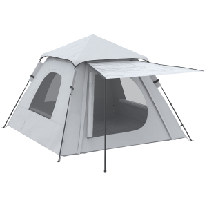 Outsunny Tenda de Campismo para 2-3 Pessoas Impermeável PU2000 mm Proteção UV50+ com Bolsa de Transporte 210x210x150 cm Prata