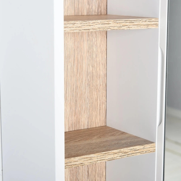 HOMCOM Armário de Espelho com Espaço Interno com Prateleiras Ajustáveis ​​Armário de Banheiro com Prateleiras Abertas 60x14,5x49,4 cm Branco e Carvalho - Image 7
