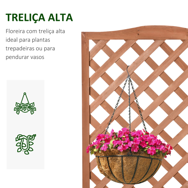 Outsunny Floreira com Treliça de Madeira Caixa de Plantio com Suporte para Plantas Trepadeiras para Cultivo de Plantas Flores Terraço Jardim Exterior 76x36x170cm Marrom - Image 5