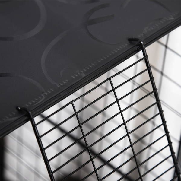 PawHut Recinto para Animais de Estimação de 3 Níveis com Rampas e Desenho Personalizável 70x70x105 cm Preto - Image 9