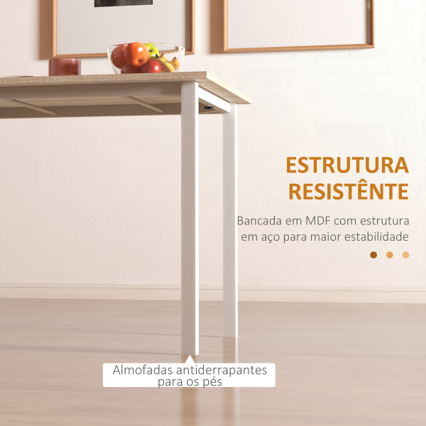 HOMCOM Mesa de Jantar Extensível para 4-6 Pessoas Mesa de Cozinha Moderna com Pés de Aço para Sala de Jantar 160x70x76 cm Madeira - Image 6