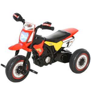 HOMCOM Mota para Crianças acima de 18 Meses Mota a Pedais para Crianças com 3 Rodas Luzes e Sons Realistas 71x40x51 cm Vermelho