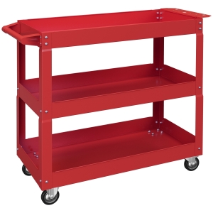 DURHAND Carrinho de Ferramentas com Rodas 3 Prateleiras de Armazenamento e Alça Lateral 83x35,3x76 cm Vermelho