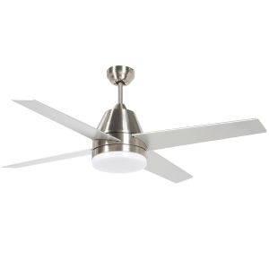 HOMCOM Ventoinha de Teto com Luz 46W Ø129 cm com 4 Lâminas Reversíveis Controlo Remoto 6 Velocidades e Temporizador Prata