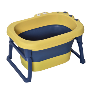 HOMCOM Banheira Dobrável para Bebé de 0-6 Anos Capacidade 105L Banheira Portátil para Crianças 75,3x55,4x43cm Amarelo e Azul