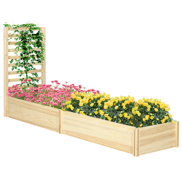 Outsunny Floreira de Madeira com Treliça para Plantas Trepadeiras e 2 Caixas de Cultivo para Pátio Varanda 230x60x110 cm Madeira - Image 4
