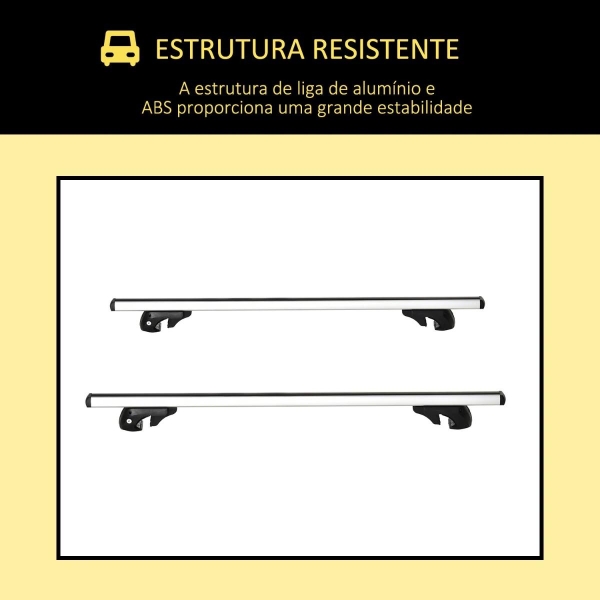HOMCOM Barras de Tejadilho Universal para Carros Carris de Tejadilho com 135cm Trilho de Alumínio e Chave Carga 75kg Prata - Image 7