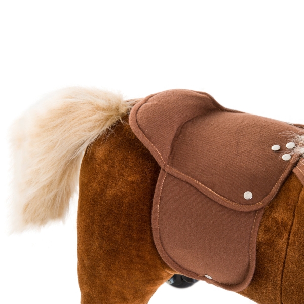 HOMCOM Cavalo para Crianças acima de 36 Meses com Rodas Sons de Relincho e Pedais Carga 60 kg 55x23x60 cm Marrom - Image 8