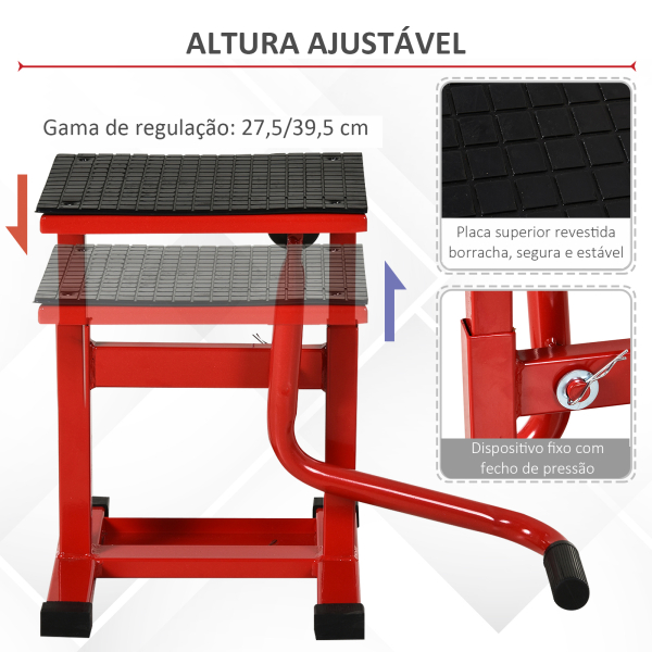 DURHAND Plataforma Elevatória Altura Ajustável 27,5-39,5 cm Elevador para Motocicletas com Base Antiderrapante 48x34x43 cm Vermelho - Image 5