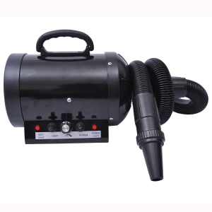 PawHut Secado de Pelo para Cães 2800W Secador de Pelo para Animais de Estimação com Temperatura e Velocidade Ajustável 3 Bicos Tubo Flexível 2,5m e Alça de Transporte 40x16x20cm Preto