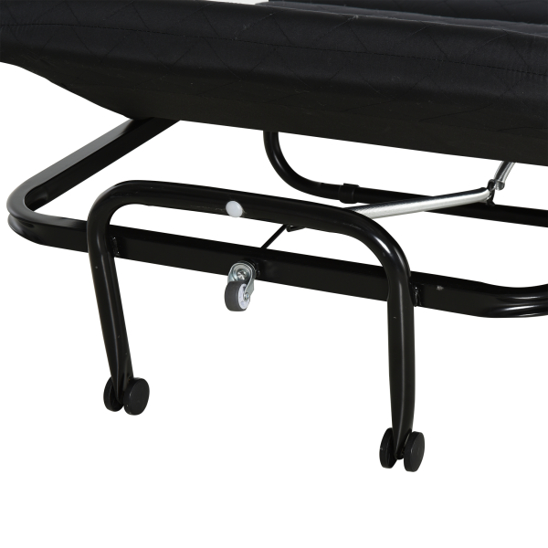HOMCOM Cama Dobrável 184x65 cm Cama Dobrável Ajustável em 5 Níveis Rodas Universáis e Estrutura de Metal Carga 120 kg Preto - Image 8