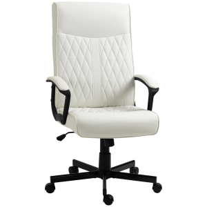 Vinsetto Cadeira de Escritório Giratória 360° com Encosto Alto Altura Ajustável e Função de Inclinação 65x65x102-112,5cm Branco creme