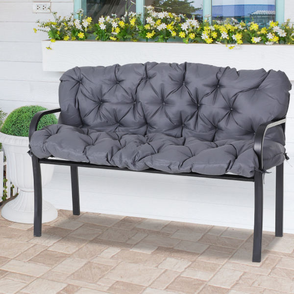 Outsunny Almofada para Banco com Encosto 120x110x12cm Almofada de Banco de 2 Lugares para Jardim Terraço Balcão Exterior Cinza - Image 2