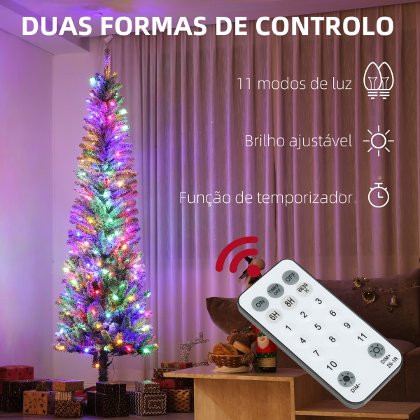 HOMCOM Árvore de Natal 225 cm Árvore de Natal Artificial com 220 Luzes LED de Duas Cores 519 Ramos e Suporte de Aço  Verde - Image 5