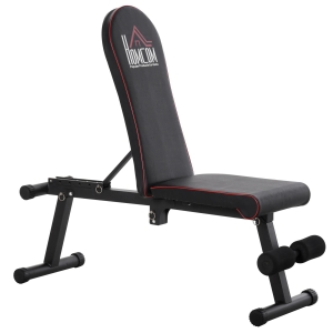 HOMCOM Banco de peso dobrável com altura ajustável e ângulo do encosto ajustável de 6 níveis para Elevação abdômen 130x37x45-108 cm preto