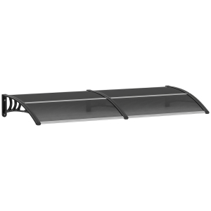 Outsunny Marquise para Portas e Janelas 196x75x23 cm Marquise de Proteção contra Sol e Chuva com Cobertura de Policarbonato Preto