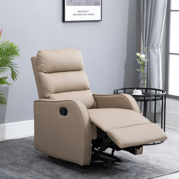 HOMCOM Poltrona Relax com reclinação manual até 160 ° com apoio para os pés retrátil Esponja de densidade estofada em PU 65x89x100cm - Image 2