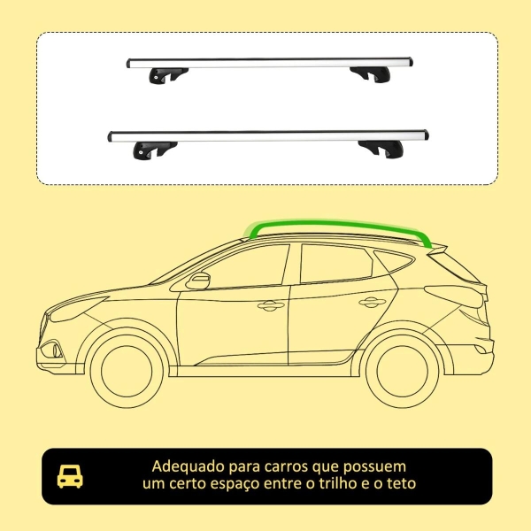 HOMCOM Barras de Tejadilho Universal para Carros Carris de Tejadilho com 135cm Trilho de Alumínio e Chave Carga 75kg Prata - Image 4