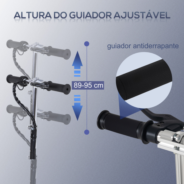 HOMCOM Trotinete Elétrica Dobrável para Crianças e Adolescentes acima de 7 Anos Velocidade de 10km/h Trotinete Elétrica com Guiador Ajustável e Freios Carga Máxima 50kg 78x37x89-95cm Azul - Image 6