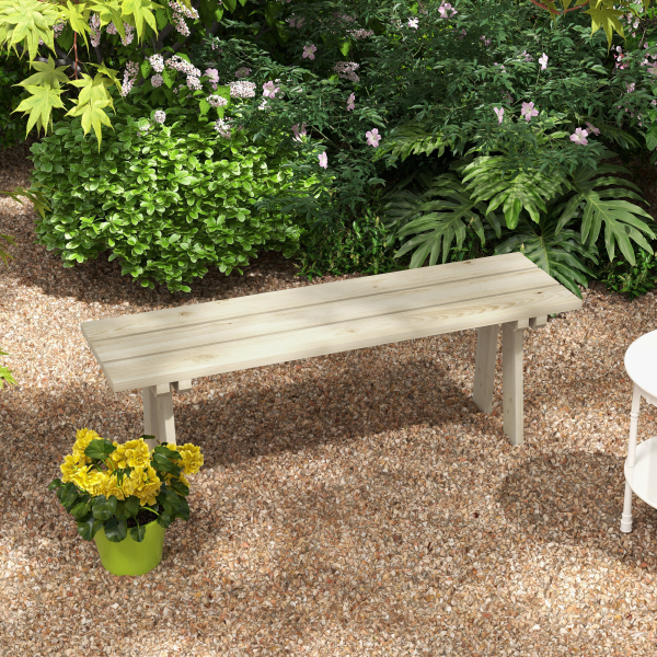 Outsunny Banco de Madeira de 2 Lugares Capacidade 220 kg Banco de Jardim para Pátio Terraço Piscina 130x38x45 cm Natural - Image 2