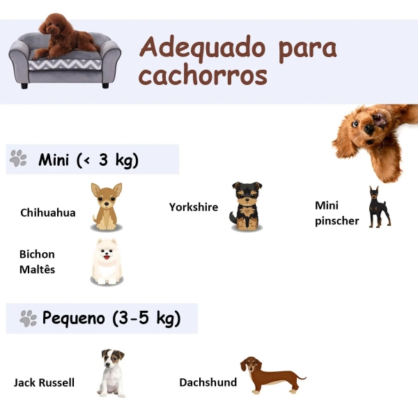PawHut Sofá para animais de estimação com pernas  de madeira com almofada acolchoada aconchegante e capa lavável 73,5x41x33 cm Cinza - Image 7