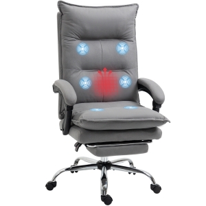 Vinsetto Cadeira de Escritório com 6 Pontos de Massagem e 5 Modos Reclinável com Função de Aquecimento 66x74x114-121,5 cm Cinza