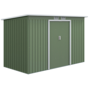 Outsunny Abrigo de Jardim 280x130x172cm Abrigo de Exterior de Aço Galvanizado com Porta Corredeira e Ventilações Verde Claro