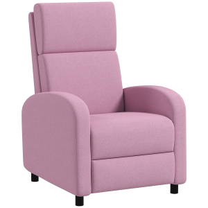 HOMCOM Poltrona Relax Reclinável até 160° Poltrona Reclinável Manual com Apoio para os Pés 64x86x102 cm Rosa