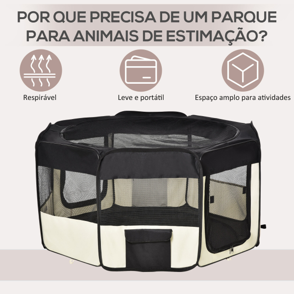 PawHut Parque para Animais de Estimação Dobrável com 2 Portas e Almofada Tecido Oxford Ø120x58 cm Preto - Image 4