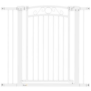 PawHut Barreira de Segurança para Cães Extensível 76-102 cm Barreira para Animais de Estimação com 2 Extensões Duplo Bloqueio Branco
