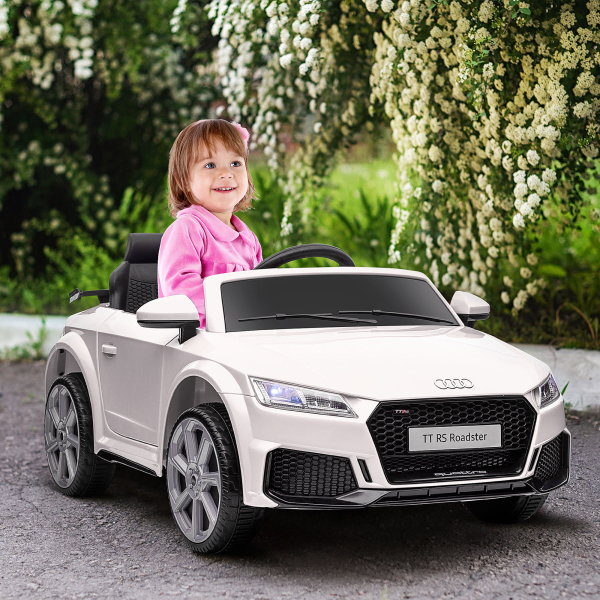HOMCOM Carro Elétrico Audi TT para Crianças acima de 3 Anos com Controlo Remoto Música e Luzes Bateria 12V 102x60x44 cm Branco - Image 2