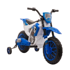 HOMCOM Mota Elétrica para Crianças acima de 3 Anos 12V Mota de Brinquedo Infantil com 2 Rodas de Equilíbrio Velocidade Máx. 8km/h Arranque Suave 106,5x51,5x68cm Azul