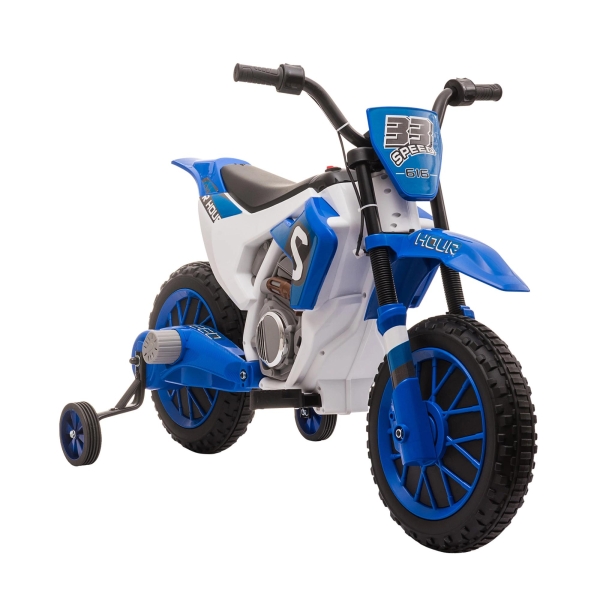 HOMCOM Mota Elétrica para Crianças acima de 3 Anos 12V Mota de Brinquedo Infantil com 2 Rodas de Equilíbrio Velocidade Máx. 8km/h Arranque Suave 106,5x51,5x68cm Azul