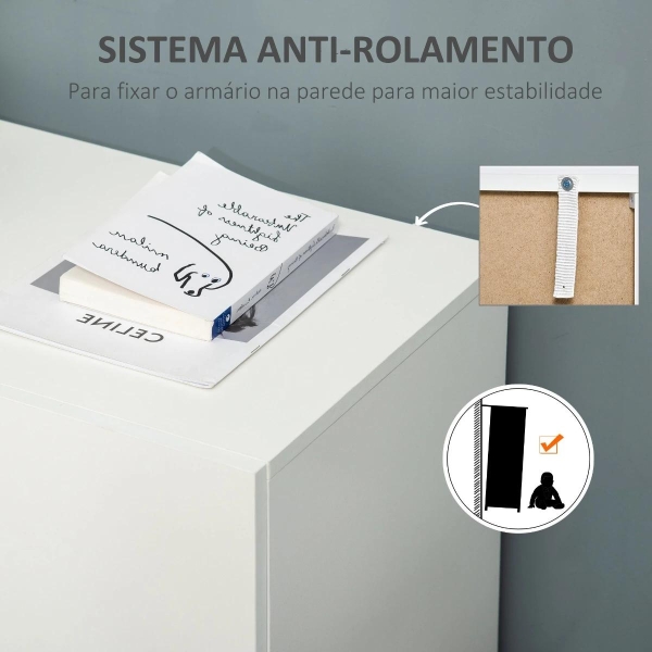 HOMCOM Aparador de Sala de Estar com 2 Portas Armário Auxiliar com 2 Prateleiras para de Livros Roupa Brinquedos Estilo Moderno 70x39x70cm Branco - Image 5