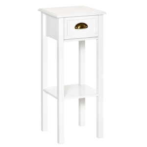 HOMCOM Mesa de Apoio com Gaveta e Prateleira de Armazenamento Estilo Moderno 30x30x75cm Branco